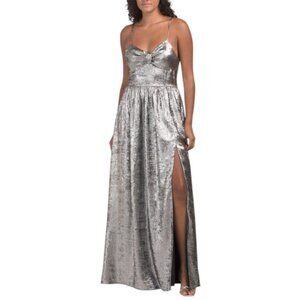 AVEC LES FILLES Sweetheart Bodice Maxi Dress Silver
